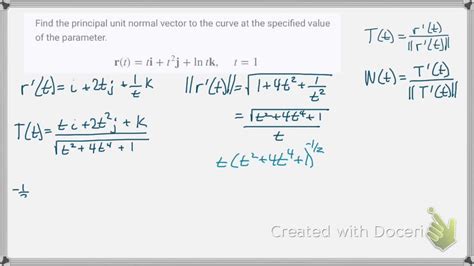 SOLVED Find The Principal Unit Normal Vector To The Curve At The