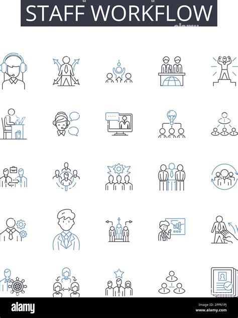 Staff Workflow Line Icons Collection Employee Productivity Resource