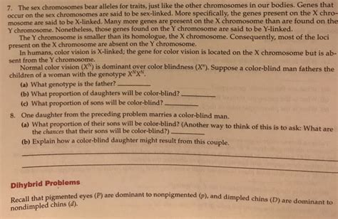 Solved The Sex Chromosomes Bear Alleles For Traits Just Chegg