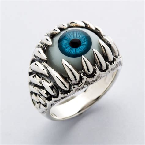 Blue eyeball sterling silver claw gothic ring Exuding a sense of gothic ...