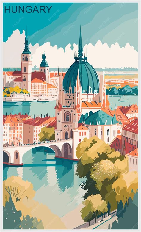 Premium Vector | Hungary travel poster design
