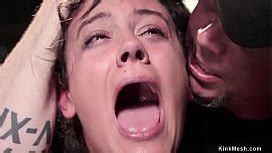 Gagged And Bound Big Tits Brunette Slave Penelope Kay With One Leg In The Air Made To Squirt On
