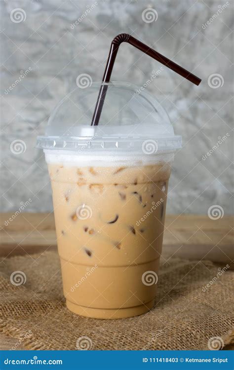 Iced Coffee With Straw In Plastic Cup Stock Image Image Of Cold Background 111418403