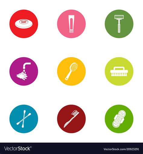 Personal Hygiene Icons Set Flat Style Royalty Free Vector