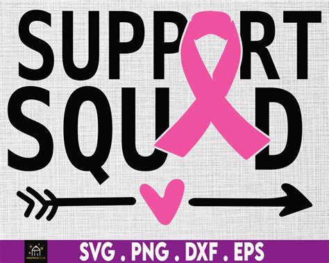 Support Squad Breast Cancer Warrior Svg Png Pink Ribbon Svg Etsy