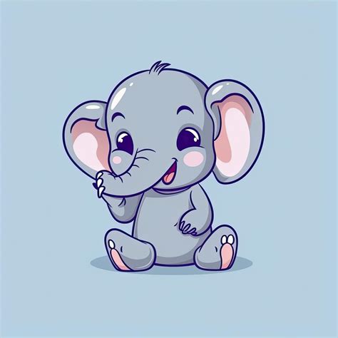 Cute Elephant Sitting And Waving Hand Cartoon Vector Icon Illustration