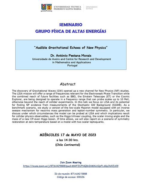 SEMINARIO GRUPO FÍSICA DE ALTAS ENERGÍAS Departamento de Física USM