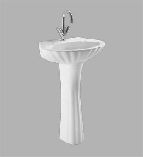 Buy Ceramic U Shape White Pedestal Wash Basin H W D Inches