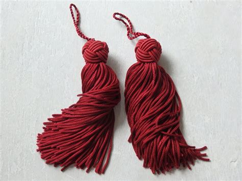 Chinese Knot Tassels Dark Red One Pair 15cm 6 Inc Loop Knot Tassels For Bags Shoes