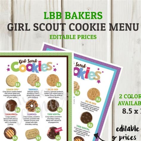 Abc Girl Scout Cookie Lanyard All 9 Cookies Printable Etsy