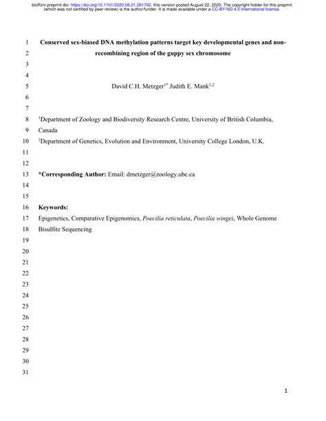 PDF Conserved Sex Biased DNA Methylation Patterns Target Key