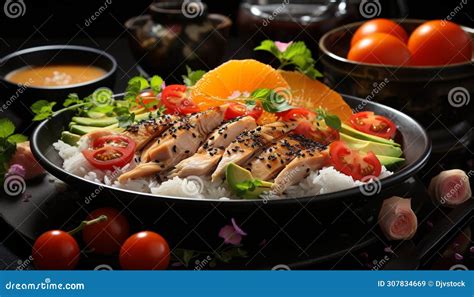 Grilled Meat And Vegetable Plate Healthy Eating With Freshness