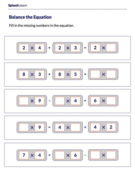 Multiplying Equations Worksheets