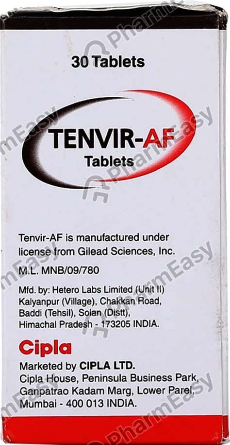 Tenvir Af 25 MG Tablet 30 Uses Side Effects Price Dosage PharmEasy