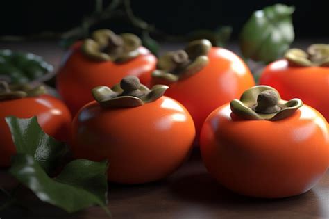 Premium AI Image A Bunch Of Orange Fruit With Green Leaves On Top