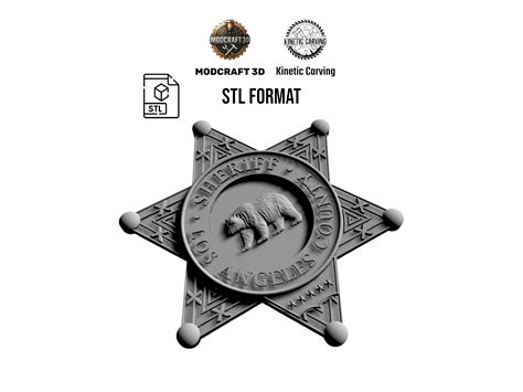 Los Angeles Sheriff Badge STL File: 3D Model for CNC & 3D Printing