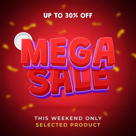 Premium PSD Mega Sale Text Red 3d Rendering Banner