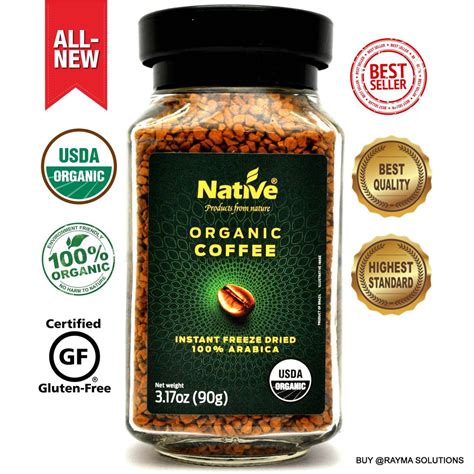 Native Organic Coffee Gluten Free Instant Freeze Dried 100 Arabica