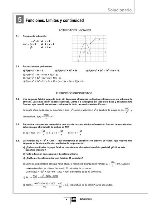 Pdf 5 Funciones Límites Y Continuidad Teoría Y Ejercicios Dokumentips