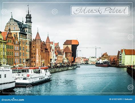 Postcard With Historic City Of Gdansk Stock Image Image Of