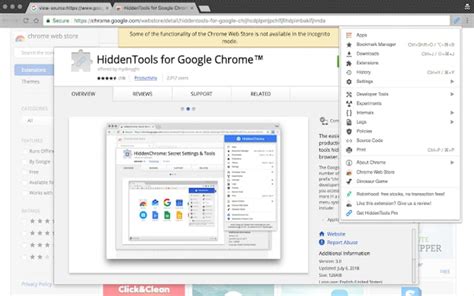 HiddenTools for Google Chrome Google Chrome için Eklenti İndir