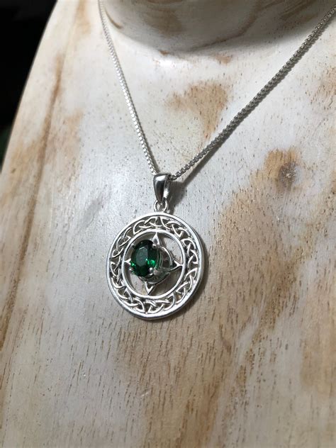 Celtic Knot Gemstone Necklace In Sterling Silver With Chain Trinity