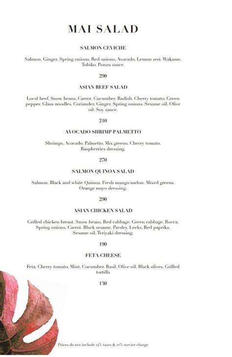 Menu At Mai Tai Restaurant Sheikh Zayed City