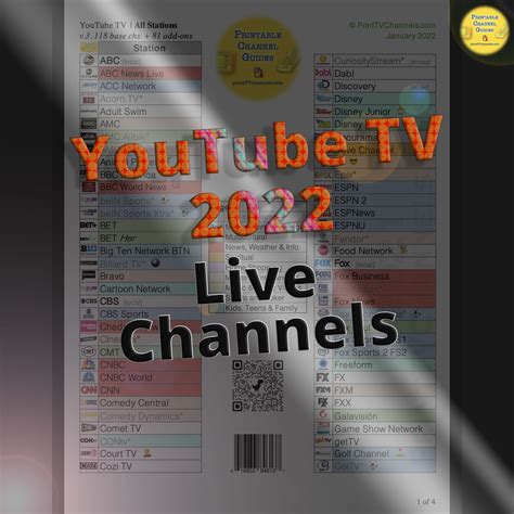 YouTube TV Channel List | Printable YTTV Lineup | Free PDF Download