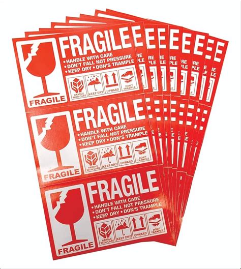 Fragile Handle Care Sticker Label Template Stock Vector