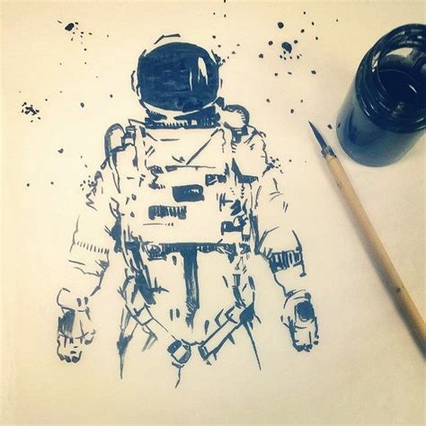 Out Of This World Astronaut Ink Art