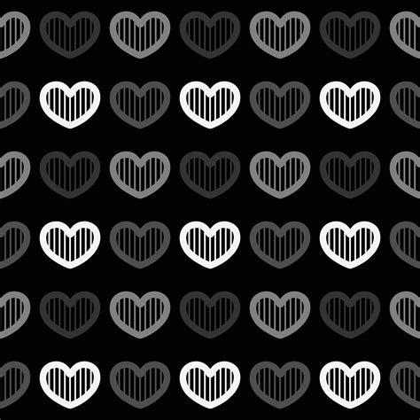 White Heart Seamless Pattern On Black Background Vector Art At