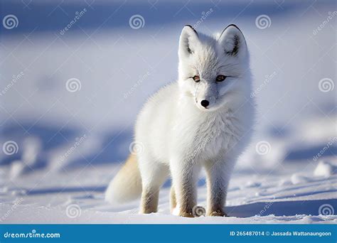 Baby Arctic Fox Vulpes Lagopus in Snow Habitat, Winter Landscape ...