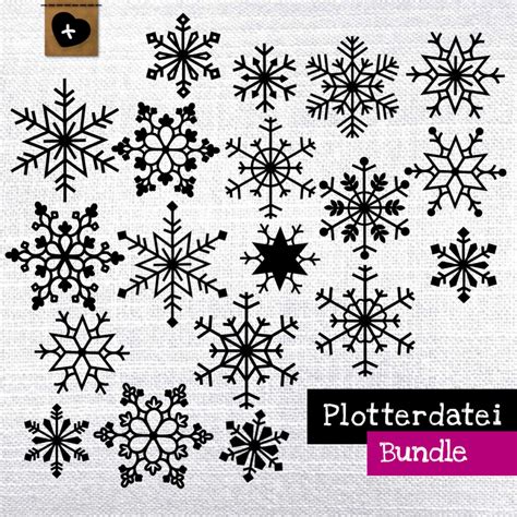 Plotterdatei Schneeflocken 19er Bundle Kleine Stiche