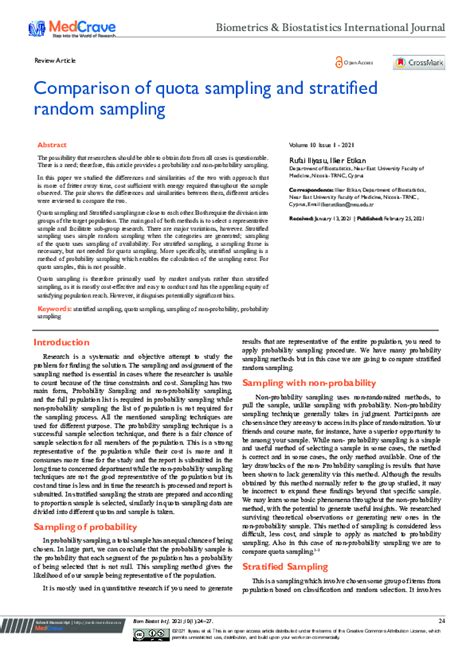 Pdf Comparison Of Quota Sampling And Stratified Random Sampling