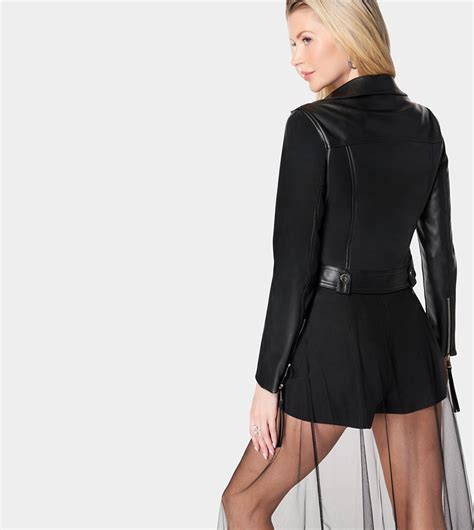 Buy Bebe Vegan Leather Biker Jacket In Black Thstreet Kuwait