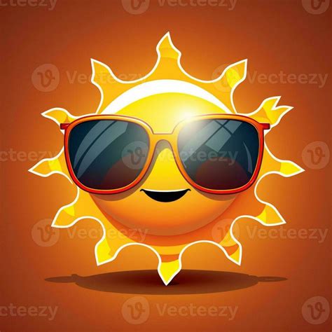 cartoon sun with sunglasses on a brown background. generative ai ...