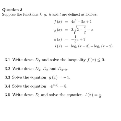 SOLVED Question 3 Suppose The Functions F G H And L Are Defined As