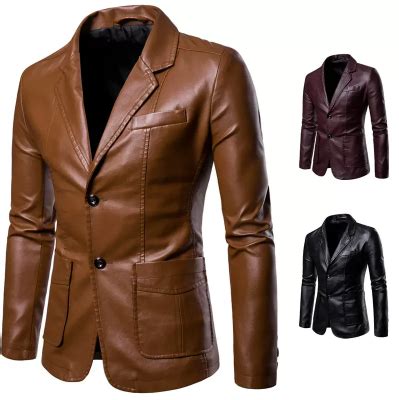 Blouson en cuir synthétique pour homme avec deux boutons