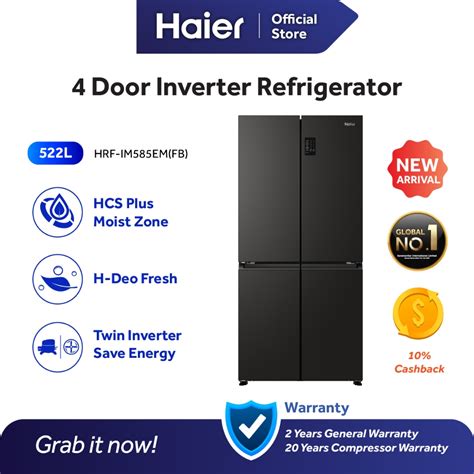 Haier 522L 4 Door Refrigerator Twin Inverter Wet Dry Zone Fridge HRF