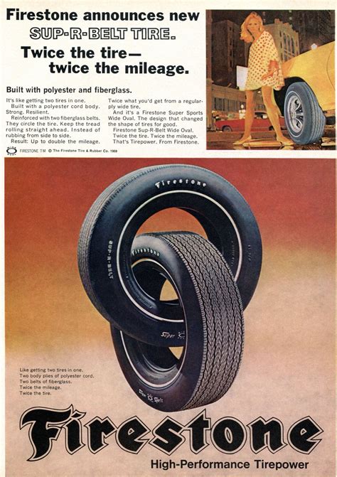 1969 Firestone Tires Advertising Hot Rod Magazine April 1969 Firestone Tires Vintage