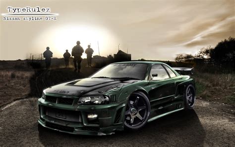 Green Nissan Skyline GTR coupe, race cars, Nissan Skyline GT-R R34, shark, sea HD wallpaper ...