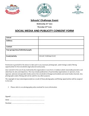 Fillable Online SOCIAL MEDIA AND PUBLICITY CONSENT FORM Fax Email Print