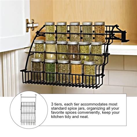 Spice Storage Rack Coated Iron Wire 3 Tier Elevated Spice Jars Bottles ...