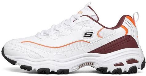 Skechers D Lites Low Top Running Shoes White Orange Brown For Men