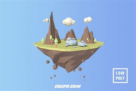 低面多边形场景c4d模型 C4d Low Poly Cgufo