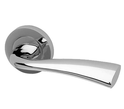 Intelligent Hardware Scimitar Door Handles On Round Rose Polished