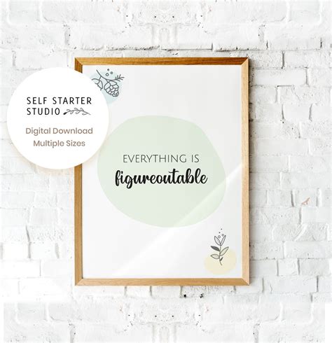 Printable Quote Everything Is Figureoutable Minimalist Etsy