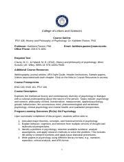 PSY 426 Course Outline May 2019 Docx College Of Letters And