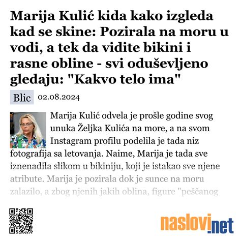 Marija Kuli Kida Kako Izgleda Kad Se Skine Pozirala Na Moru U Vodi A Tek Da Vidite Bikini I