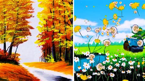 6 Easy Autumn Vs Spring Painting Ideas For Beginners In 8 Minutes